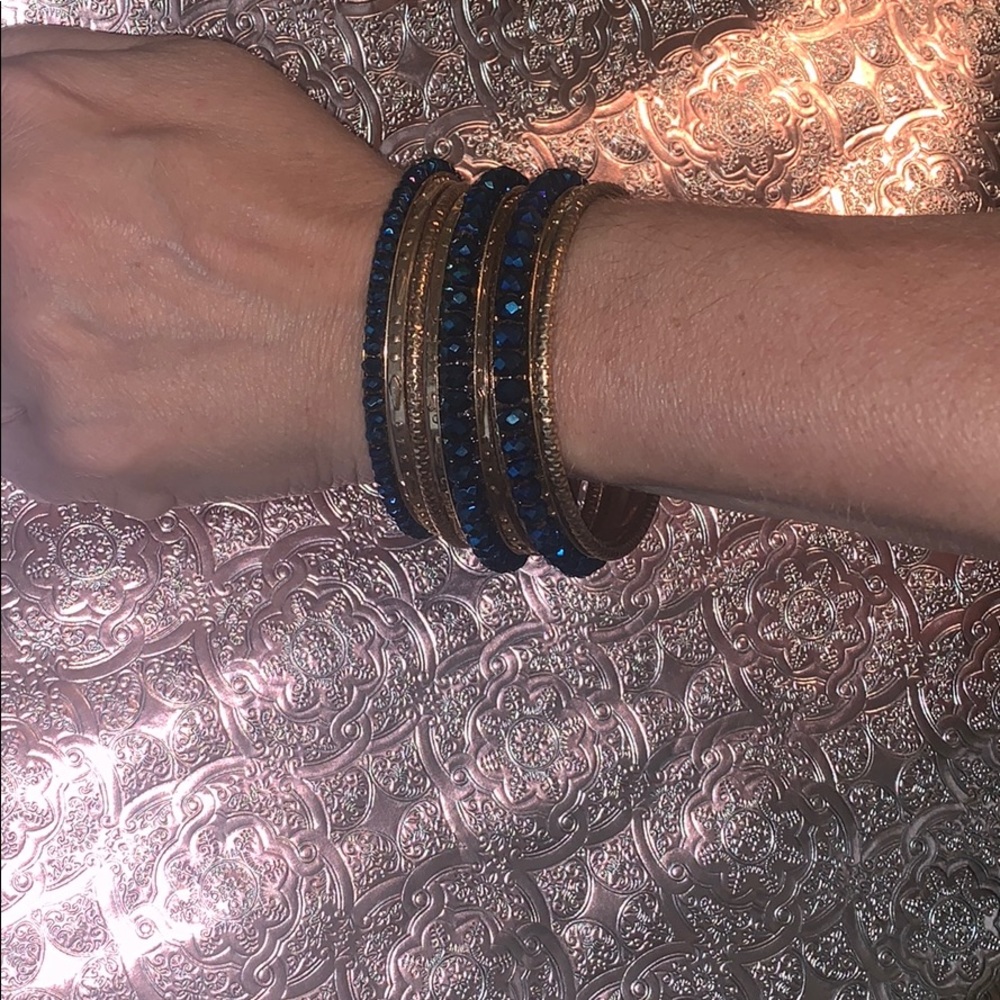 Gold and blue bangles